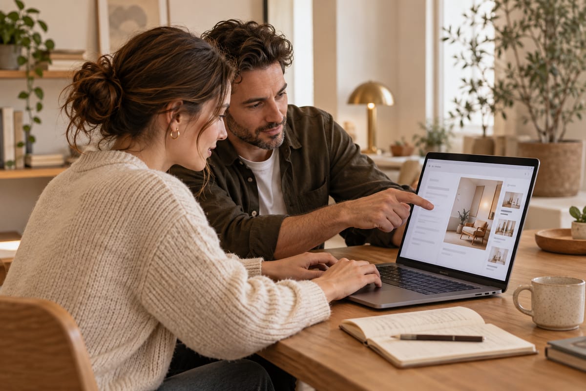 Illustration of a guided Vibe Coding Session with two professionals at a laptop
